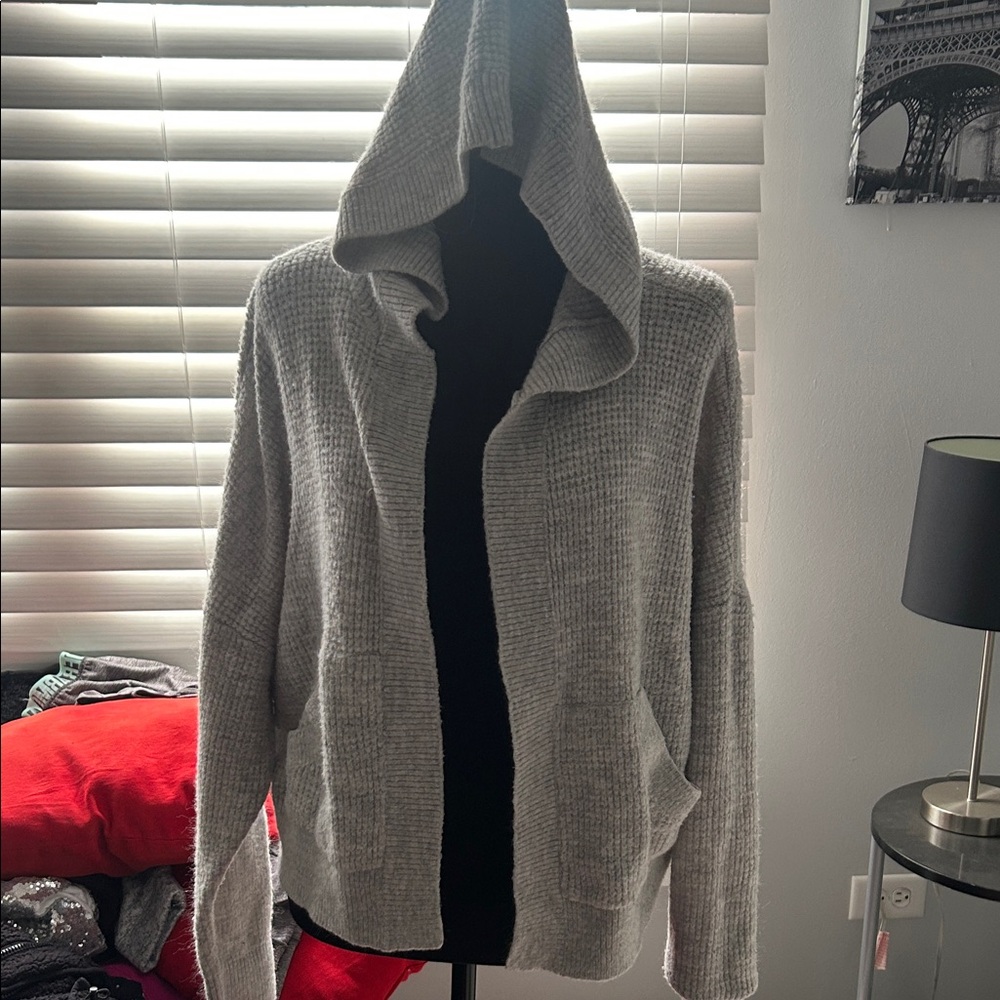 Express Gray Hooded Cardigan Sweater